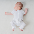 Two-Way Zip Short Sleeve Ribbed Onesie | White