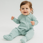 Two-Way Zip Ribbed Onesie | Sage