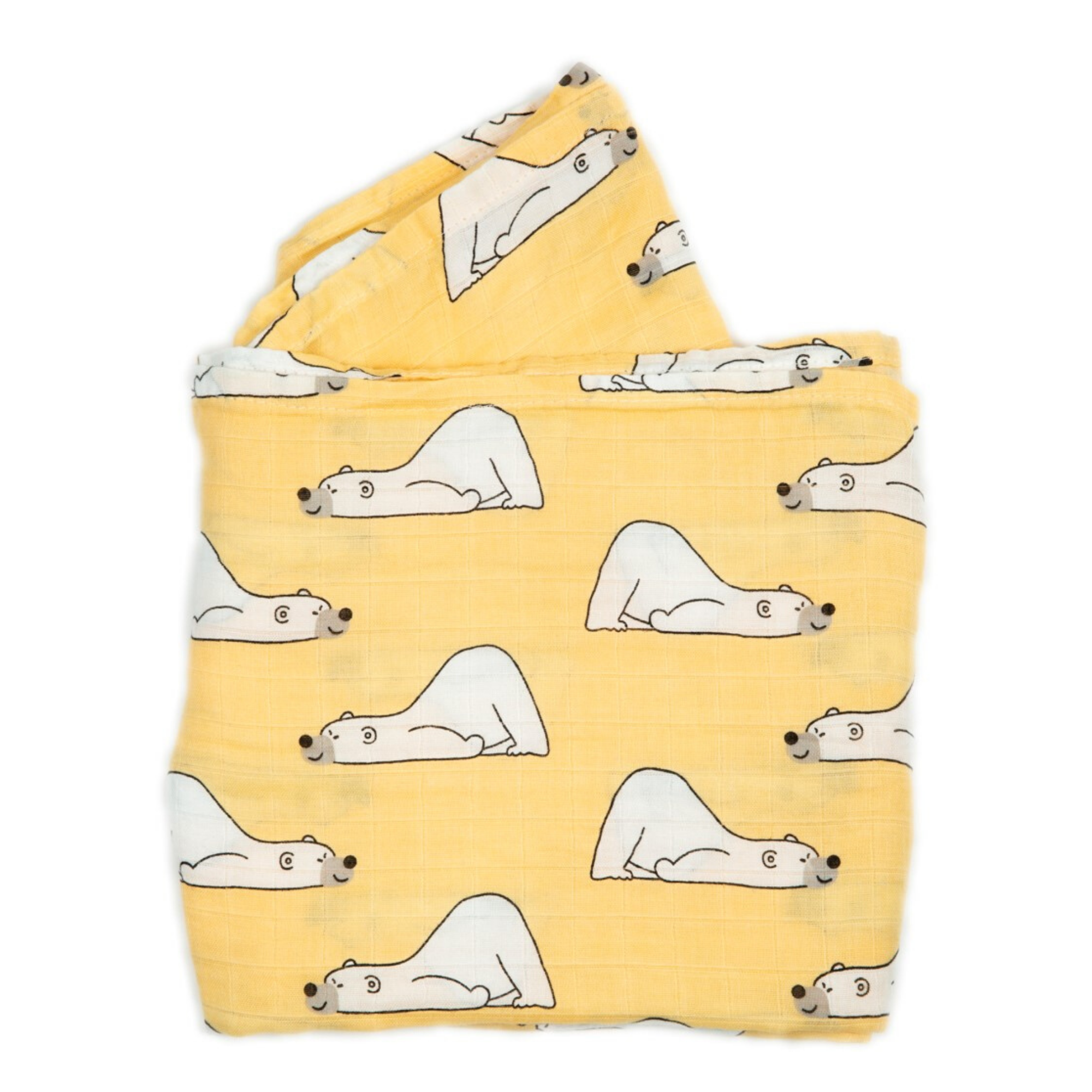 BAMBOO MUSLIN BLANKET OVERSIZED // YELLOW POLAR BEAR