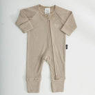 Buy Two-Way Zip Ribbed Onesie | Coffee