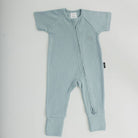 Two-Way Zip Short Sleeve Ribbed Onesie